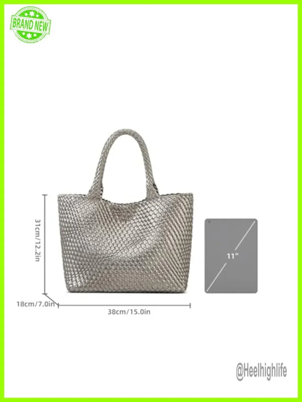 Large Woven Tote Handbag, Vegan Leather Shoulder Bag, Fashion Top Handle